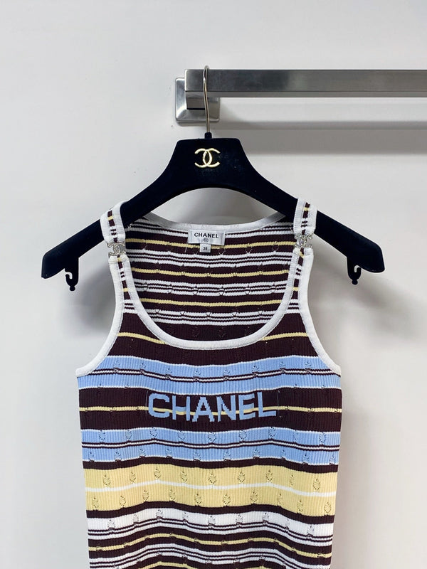 Chanel Two-Tone Vest Black Colorful in Wool 194362