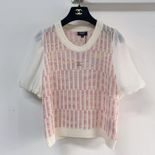 Chanel Manches courtes Manches bouffantes Rose en Laine 194335