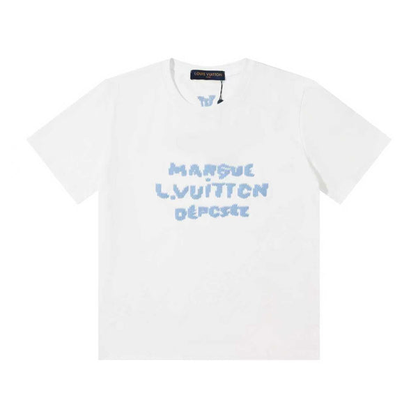 LV 26SS Crew Neck Short-Sleeve T-Shirt for Couples White in Cotton
