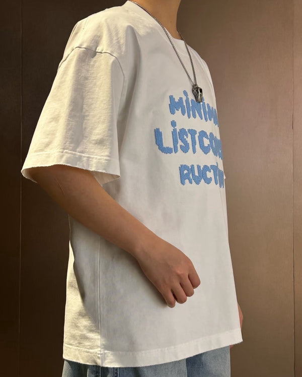 LV 26SS Crew Neck Short-Sleeve T-Shirt for Couples White in Cotton
