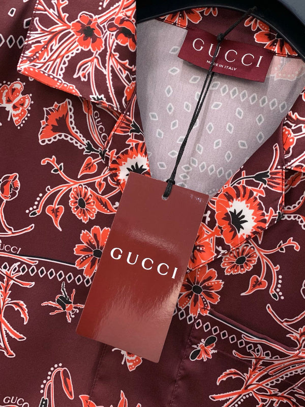 Gucci Short-sleeve Shirt Reddish Brown in Cotton 200653
