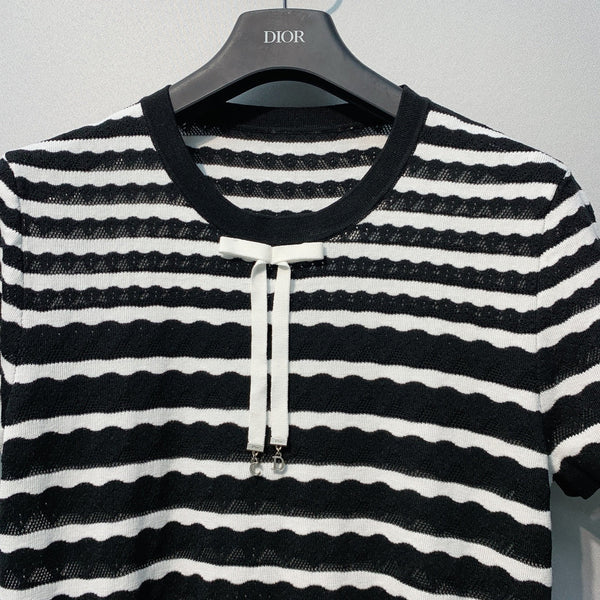 Haut à manches courtes en maille rayée Dior 26SS Noir en fibre de polyester 199329