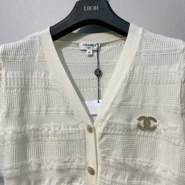 Dior 26 Cream White Knit Cardigan in Tencel 190096
