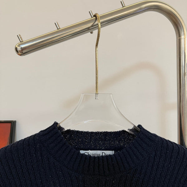 Dior Knitwear Short-Sleeve White Black in Wool textile