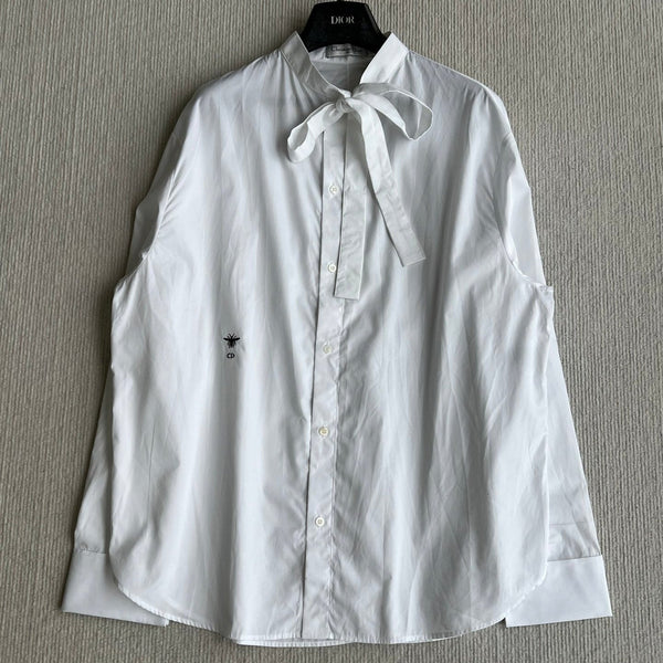 Dior 26SS Shirt with Bow White in Cotton 360067