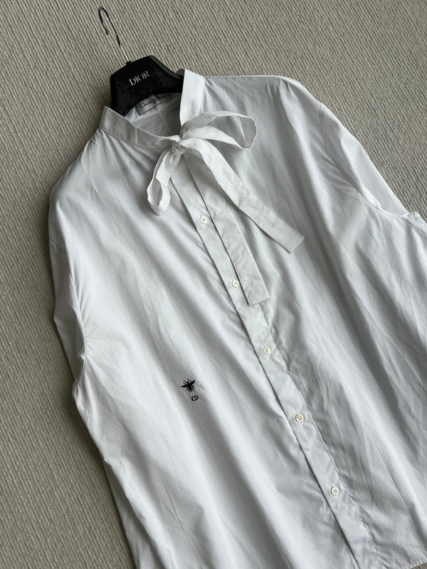 Dior 26SS Shirt with Bow White in Cotton 360067