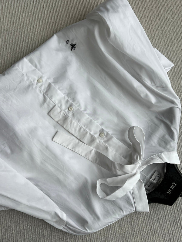 Dior 26SS Shirt with Bow White in Cotton 360067