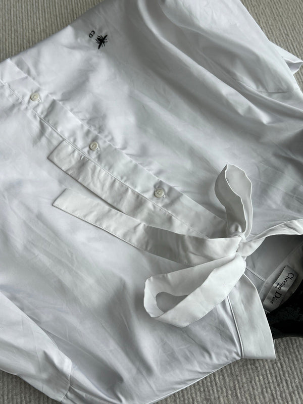 Dior 26SS Shirt with Bow White in Cotton 360067