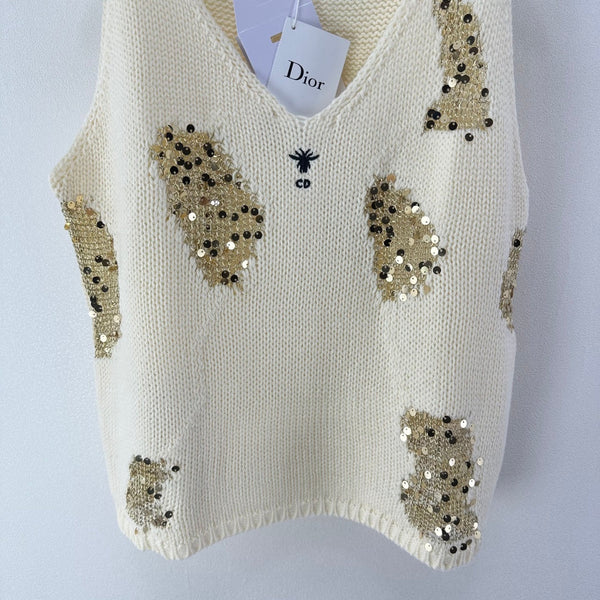 Dior Sequin Knit Vest Cream in Nylon 360693