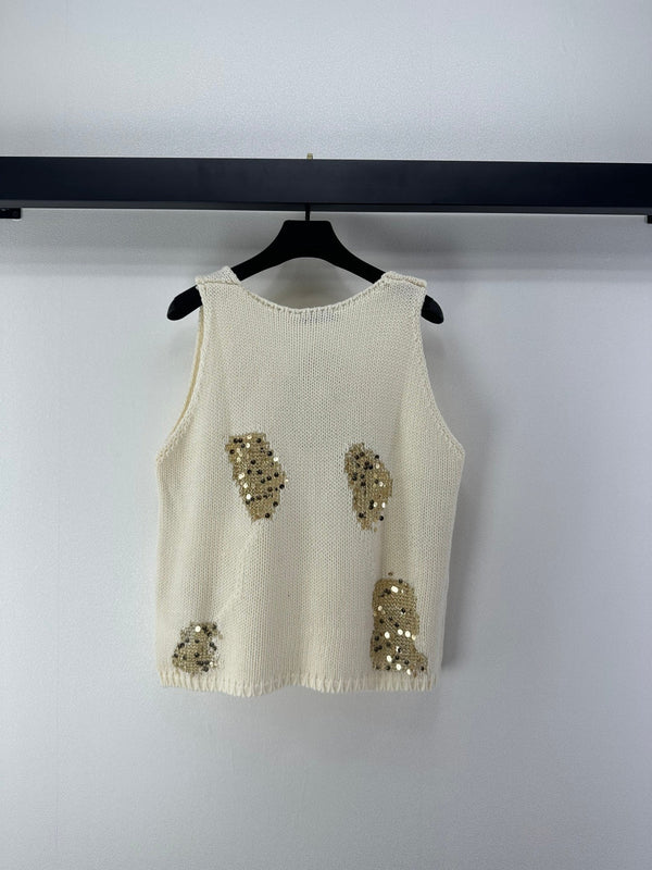 Dior Sequin Knit Vest Cream in Nylon 360693