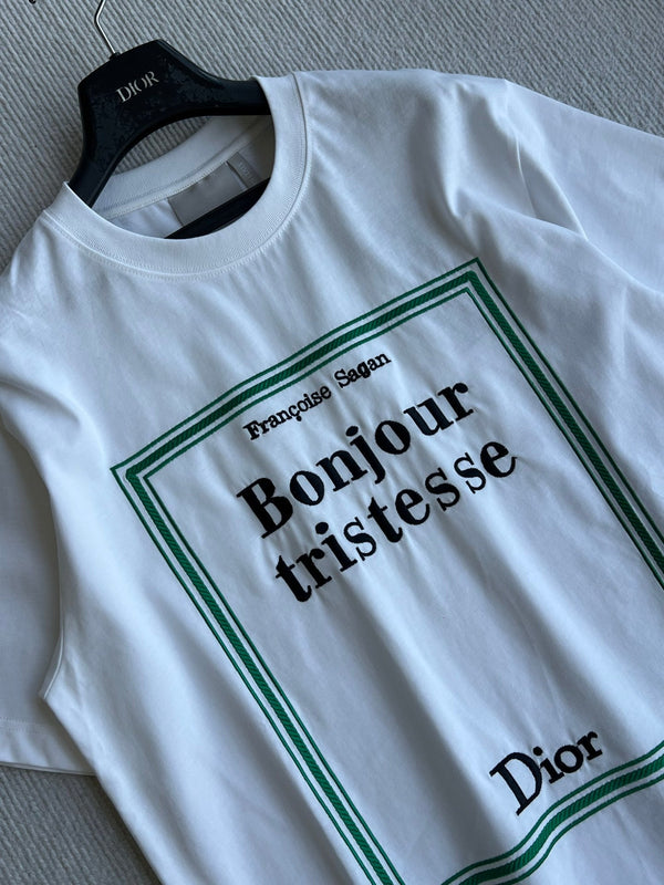 Dior 26 Bonjour Tristesse Series T-shirt White in Cotton 360131