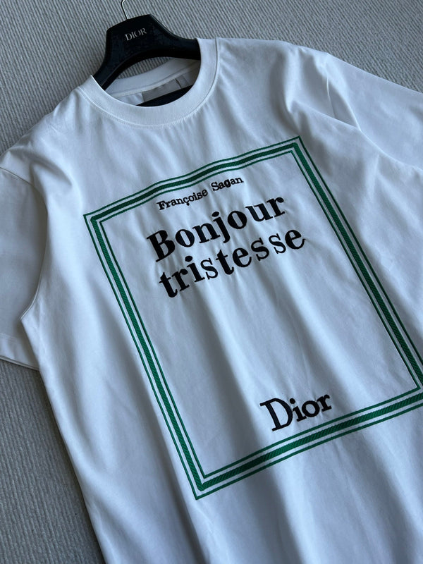 Dior 26 Bonjour Tristesse Series T-shirt White in Cotton 360131