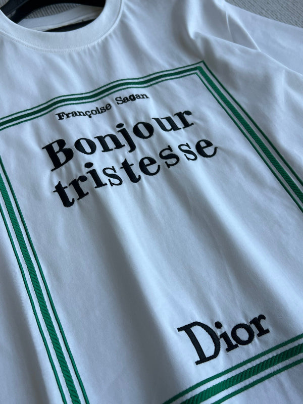 Dior 26 Bonjour Tristesse Series T-shirt White in Cotton 360131