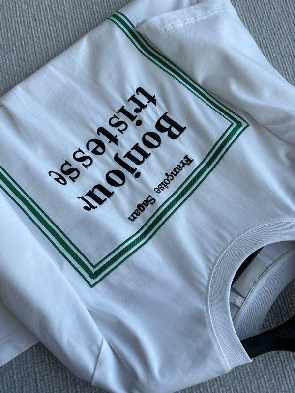 Dior 26 Bonjour Tristesse Series T-shirt White in Cotton 360131