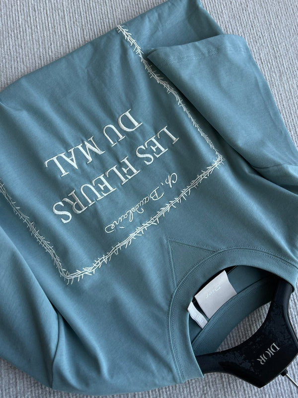 Dior 26 Bonjour Tristesse Series T-shirt Blue in Cotton 360130