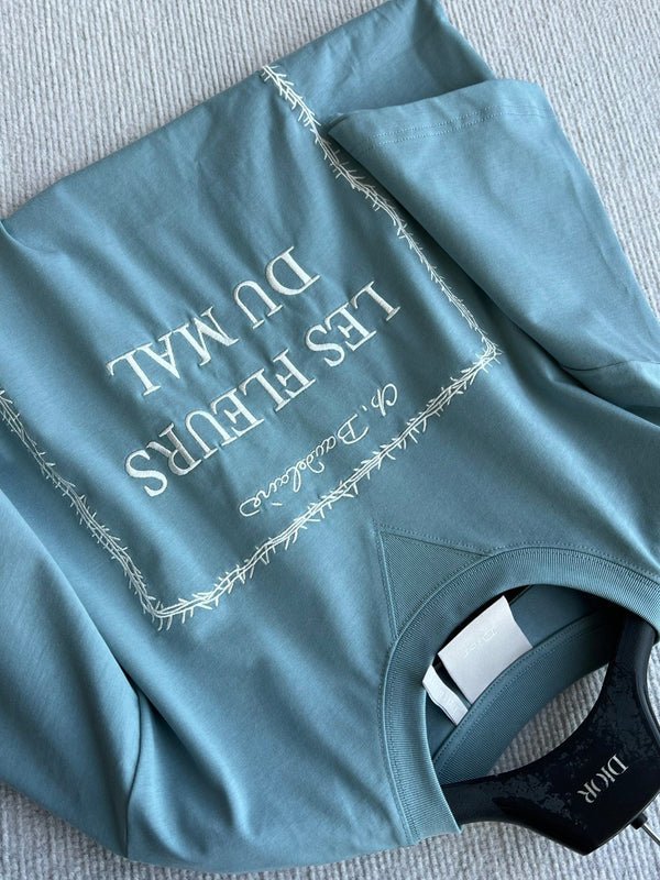 Dior 26 Bonjour Tristesse Series T-shirt Blue in Cotton 360130