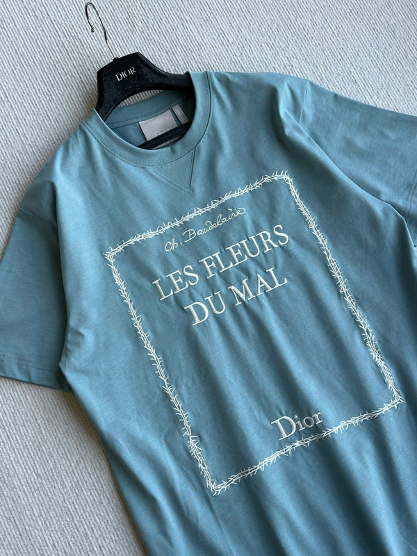 Dior 26 Bonjour Tristesse Series T-shirt Blue in Cotton 360130