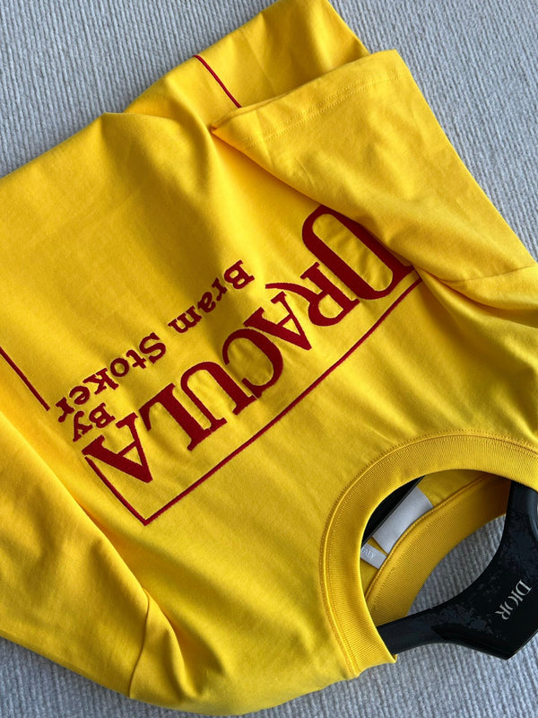 Dior 26 Bonjour Tristesse Series T-shirt Yellow in Cotton 360129