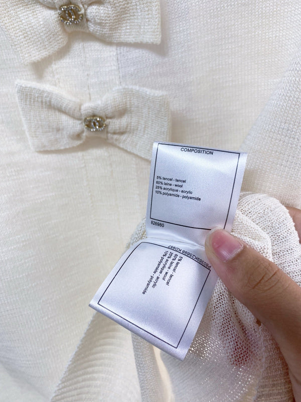 T-shirt à manches courtes Chanel ivoire en laine 208007