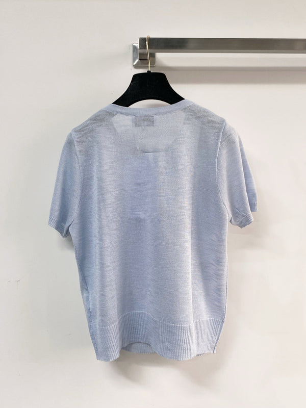 T-shirt Chanel manches courtes bleu en laine 208006