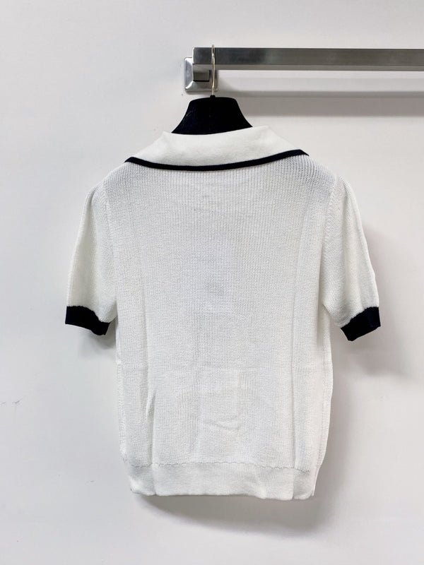 T-shirt Chanel à manches courtes blanc en laine 207997