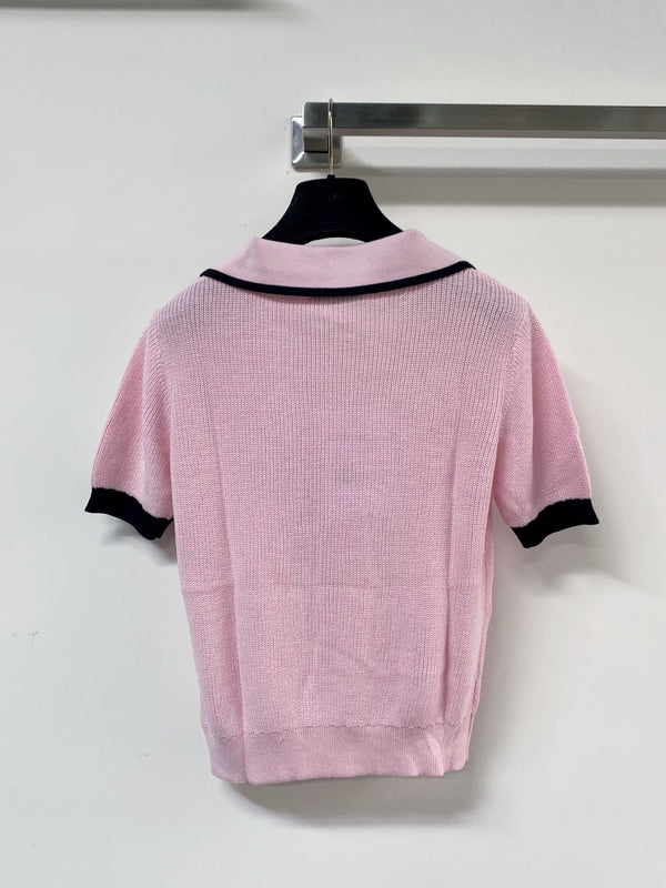 T-Shirt Chanel Rose à Manches Courtes en Laine 207996