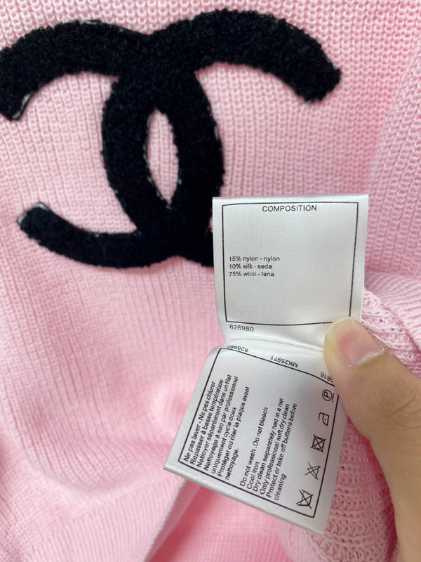 T-Shirt Chanel Rose à Manches Courtes en Laine 207996