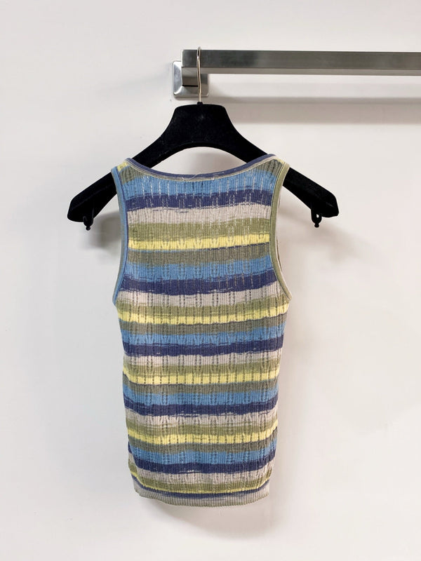 Gilet bicolore CC bleu multicolore en laine 207973