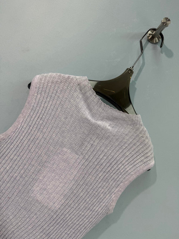 Gilet tricoté Chanel violet en laine 212281