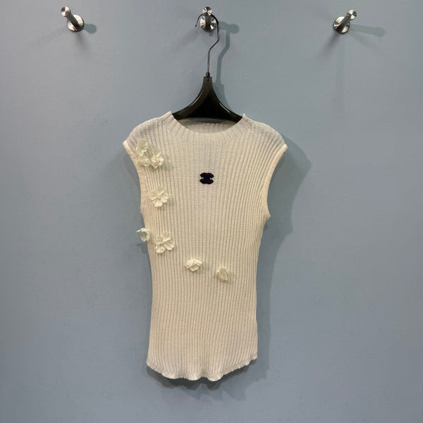 Gilet en Maille Chanel Crème en Laine 212276