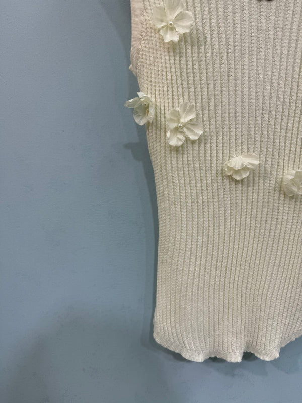 Gilet en Maille Chanel Crème en Laine 212276