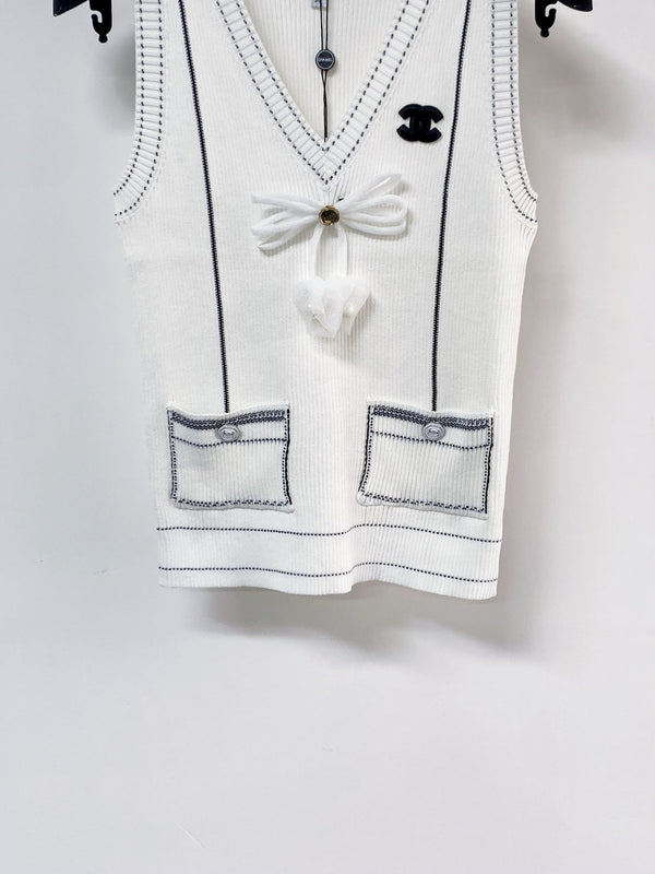 Gilet Chanel blanc en polyester 204099