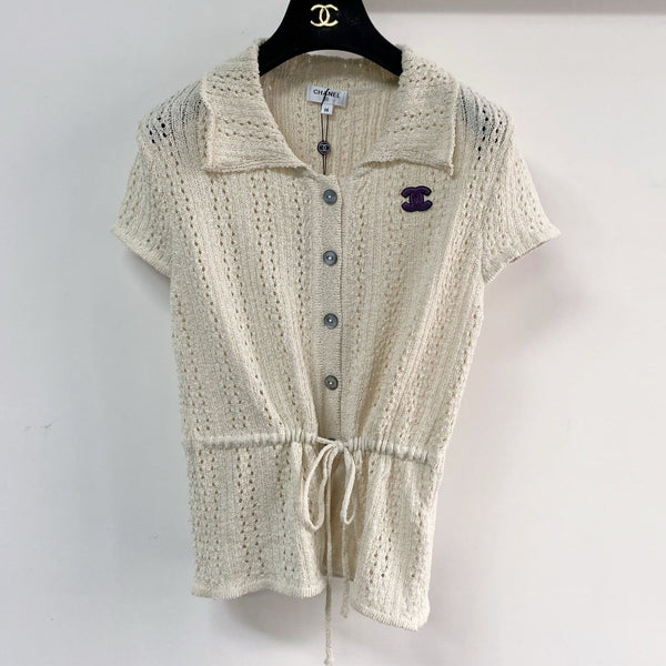 T-shirt Chanel à manches courtes, ivoire en coton nitrile 204086