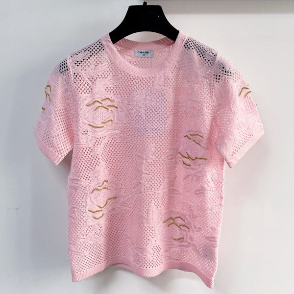 Chanel Short-Sleeve T-Shirt Pink in Cotton 204038
