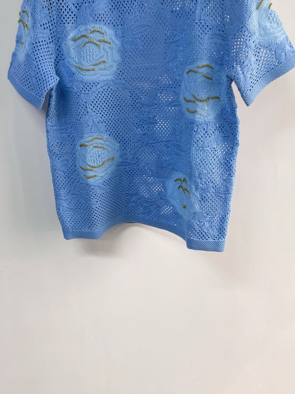 T-shirt Chanel manches courtes bleu en coton 204037