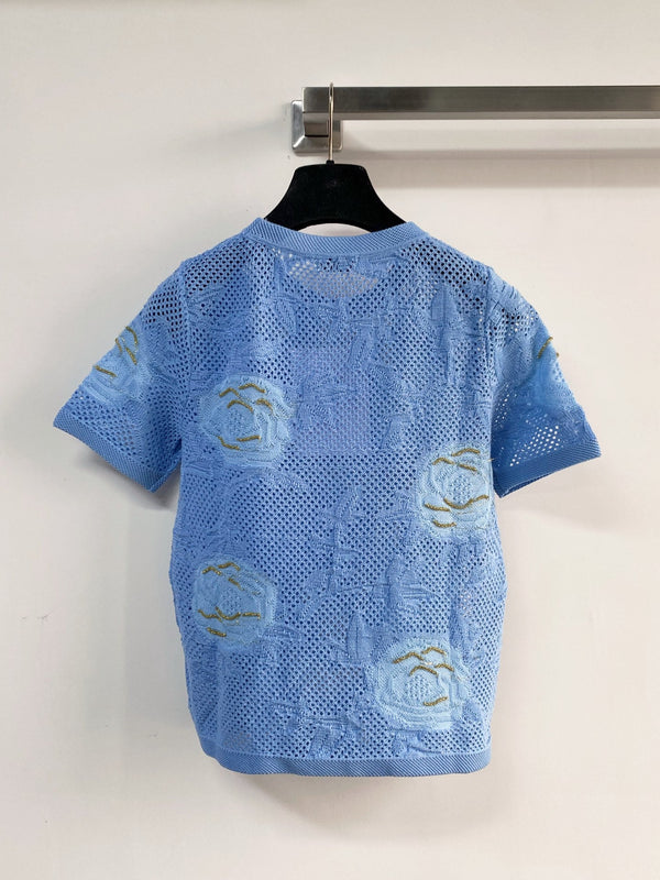 T-shirt Chanel manches courtes bleu en coton 204037