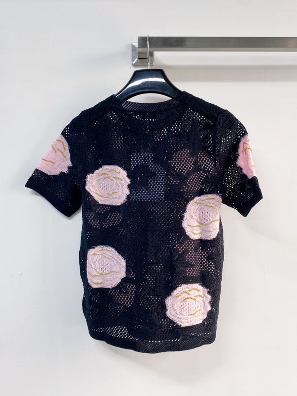 Chanel Short-Sleeve T-Shirt Black in Cotton 204036