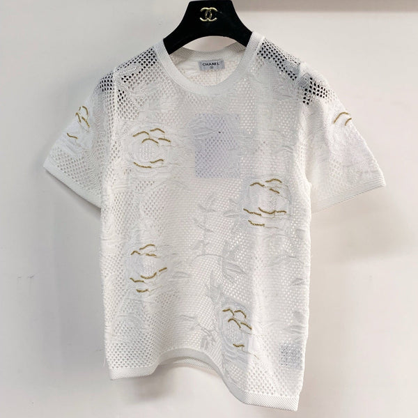 T-shirt Chanel à manches courtes blanc en coton 204035