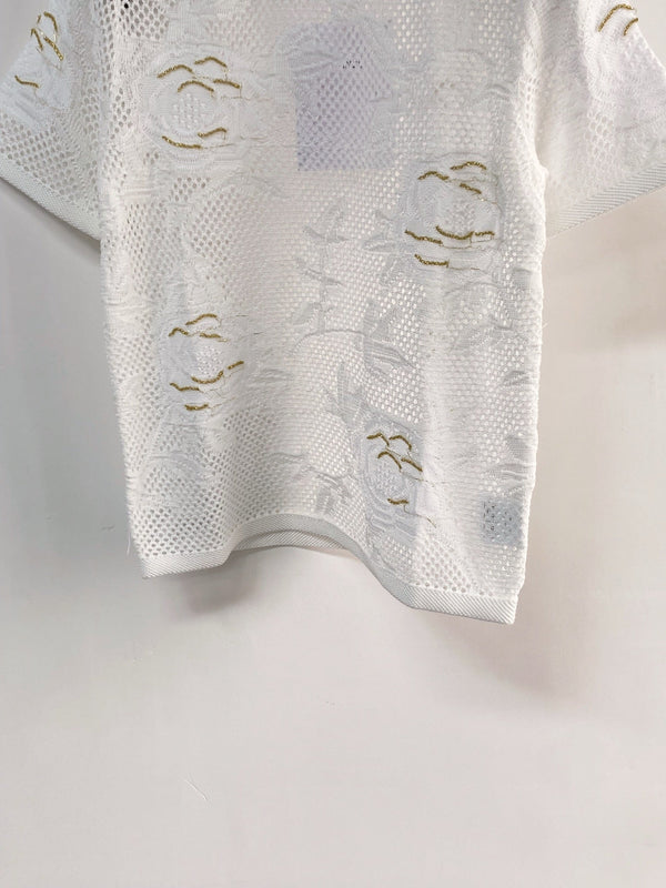 T-shirt Chanel à manches courtes blanc en coton 204035