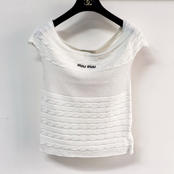 T-shirt Miumiu à manches courtes blanc en coton-nitrile 208017