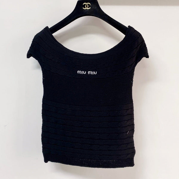 T-shirt Miumiu manches courtes noir en coton Nitrile 208016