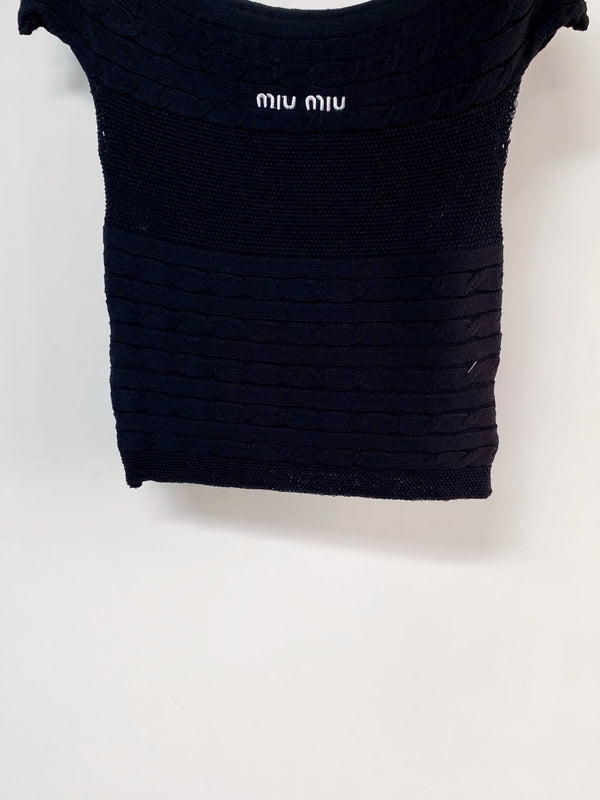 T-shirt Miumiu manches courtes noir en coton Nitrile 208016
