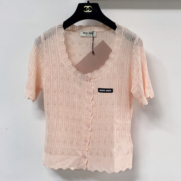 Miumiu Cardigan Short-Sleeve Pink in Wool 207987
