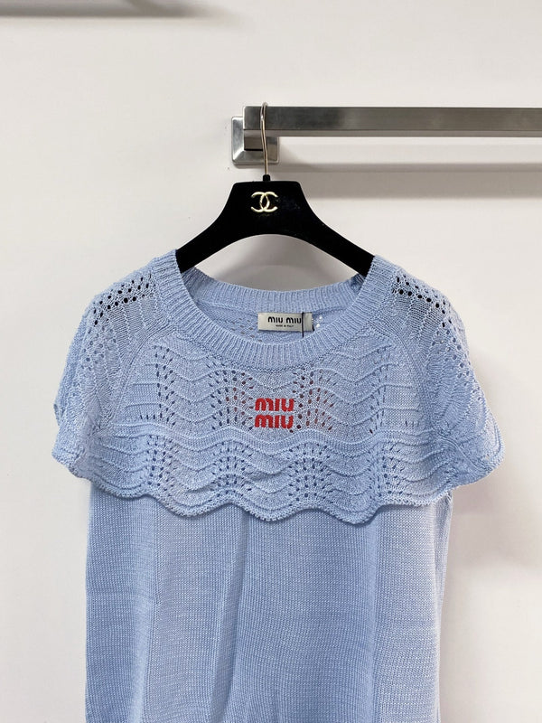 Gilet Miumiu bleu en laine 207967
