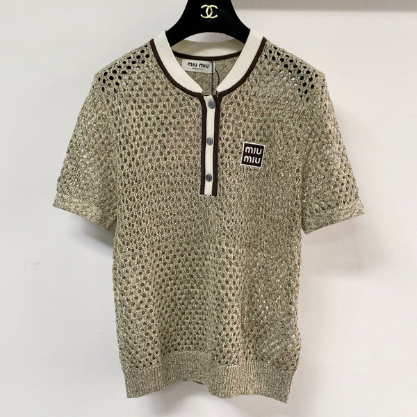 Miumiu Short-Sleeve T-Shirt Light Olive Green in Wool 207965