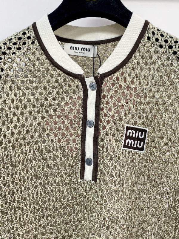 Miumiu Short-Sleeve T-Shirt Light Olive Green in Wool 207965