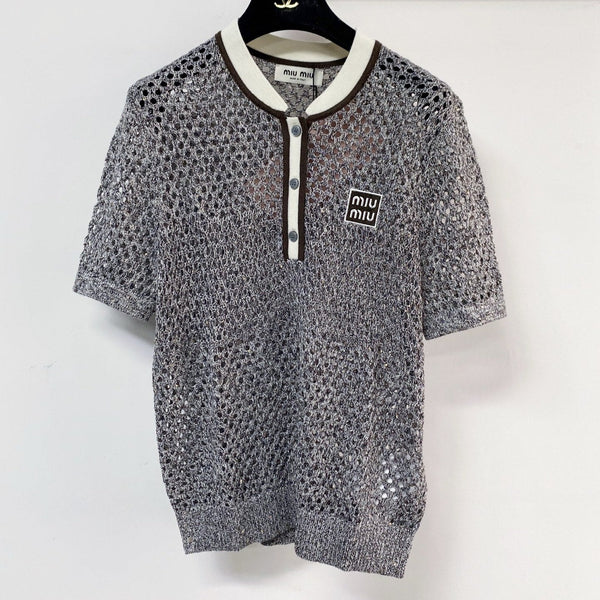 Miumiu Short-Sleeve T-Shirt Gray in Wool 207964