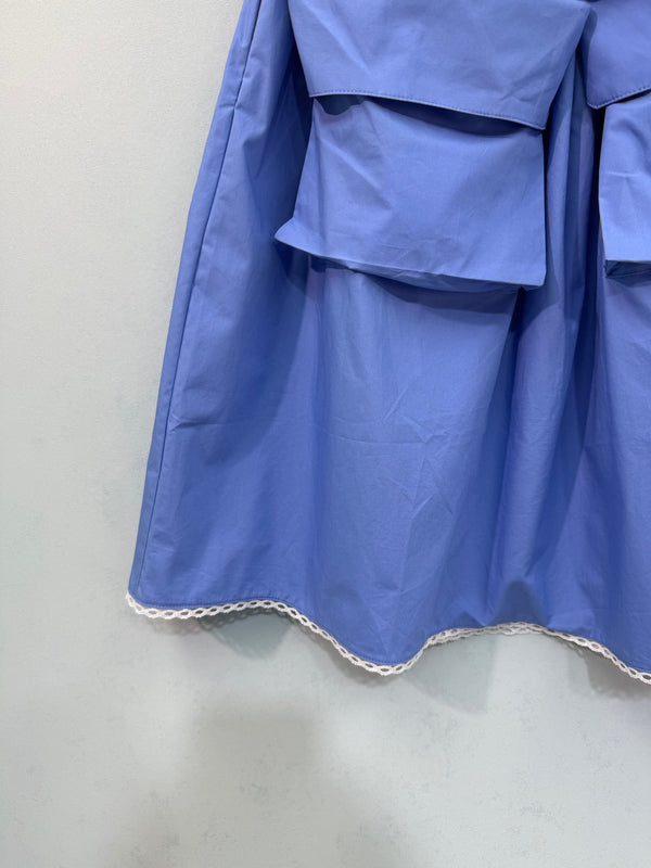 Miumiu Midi Skirt Blue in Cotton 207811