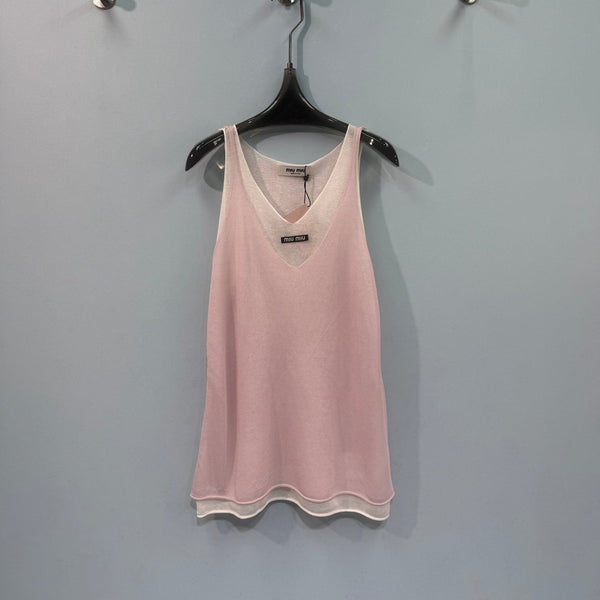 Miumiu Knitted Vest Pink in Silk 207752