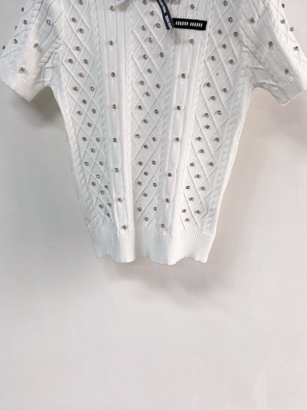 T-shirt Miu Miu à manches courtes blanc en acrylique 204091